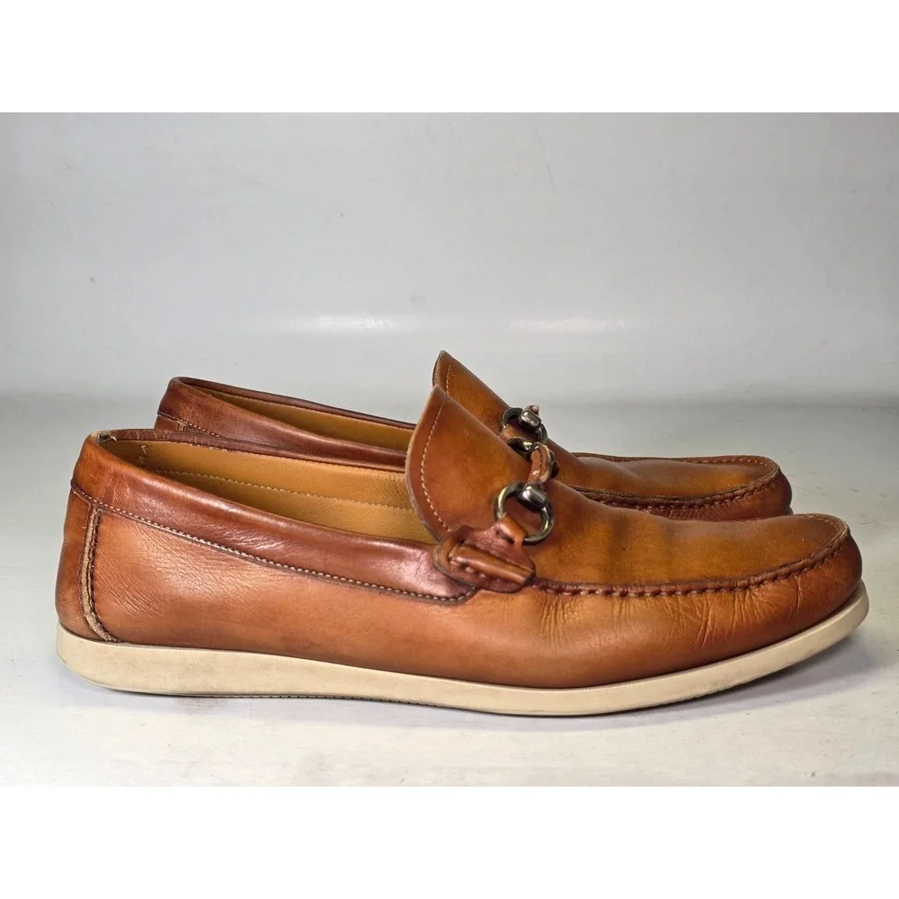 Magnanni Marbella Men's Bit Loafers Size 12 Cognac Brown Leather Slip On Shoes
